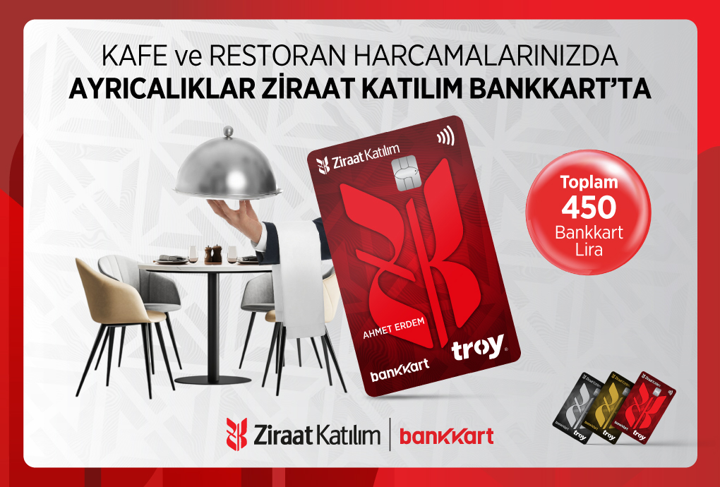 Kafe ve Restoran Harcamalarınıza Toplam 450 TL Bankkart Lira!